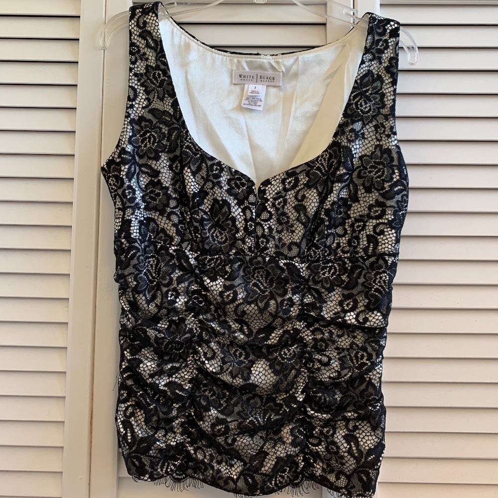 White House Black Market Corset Style Floral Lace Top